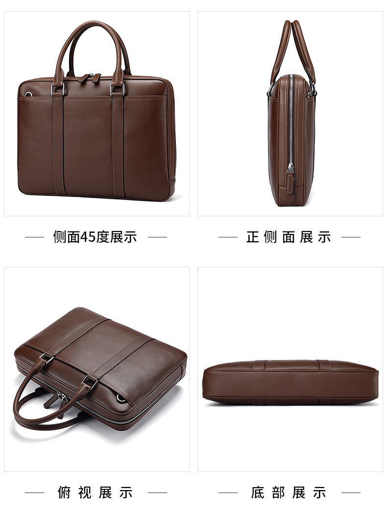 Men's briefcase business genuine cowhide leather casual simple crossbody shoulder bag handbag