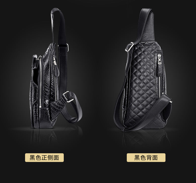 Crocodile bone skin bust bag genuine leather men's bag casual luxury crossbody bag