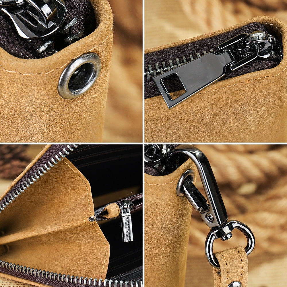 Men's long wallet wrist bag made of genuine cowhide leather high quality clutch bag men's wallet