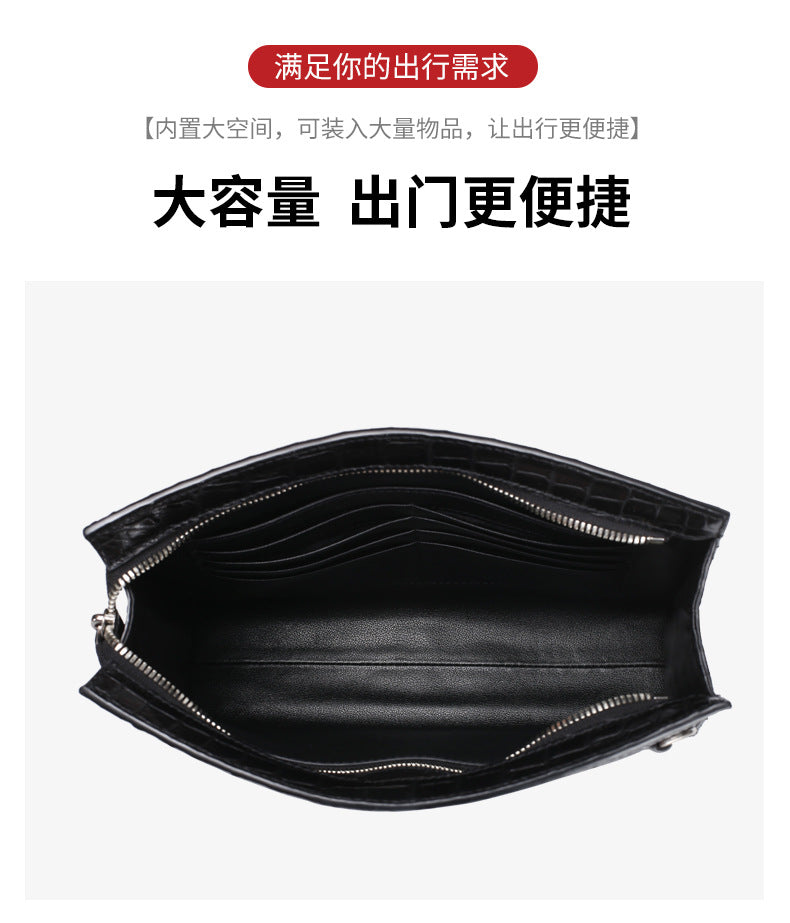 New type crocodile belly skin genuine leather men's handbag casual business large capacity card holder men's bag