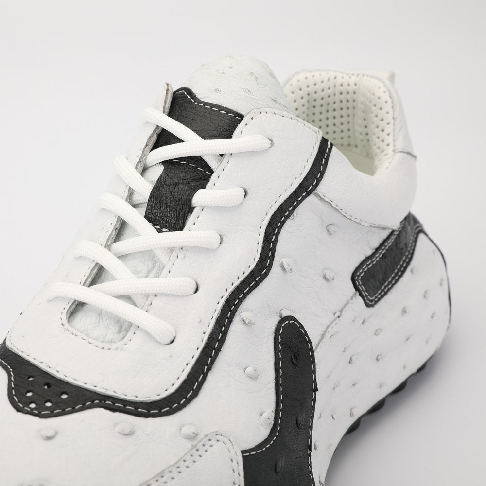 Men's Shoes Made of Ostrich Skin Genuine Leather Men's Shoes In-Heel Anti-Slip Fashion Casual Sneakers