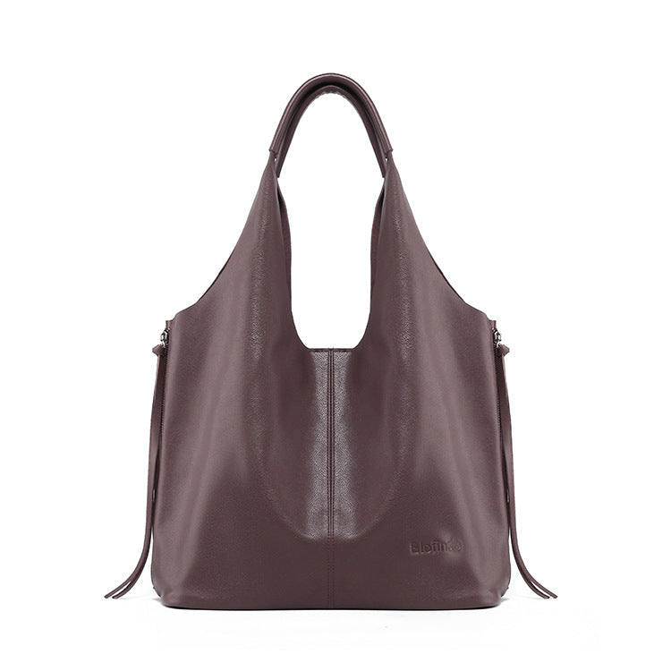 Genuine leather women's bag large capacity tote bag fashionable atmospheric bucket bag shoulder bag shoulder bag
