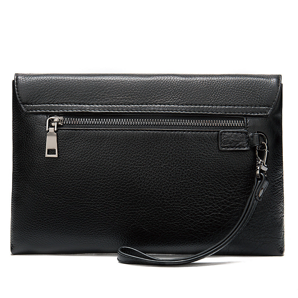 Men's Clutch Bag Cowskin Business Large Capacity Handbag for Men
