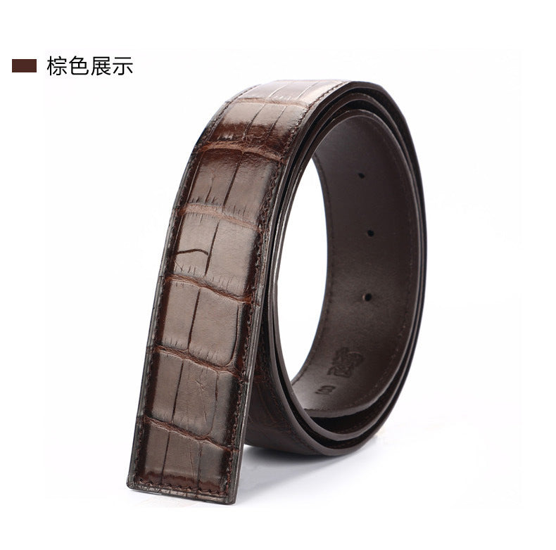 Crocodile skin belly skin without buckle men's belt genuine leather without splicing business casual plate buckle needle buckle men belt without buckle
