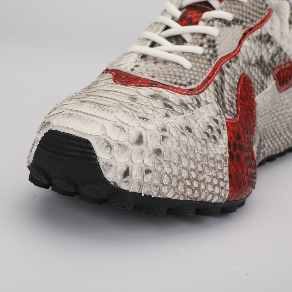 Python Skin Genuine Leather Men's Platform Sneakers Sports Casual Men's Shoes Fashion Anti-Slip Men Shoes