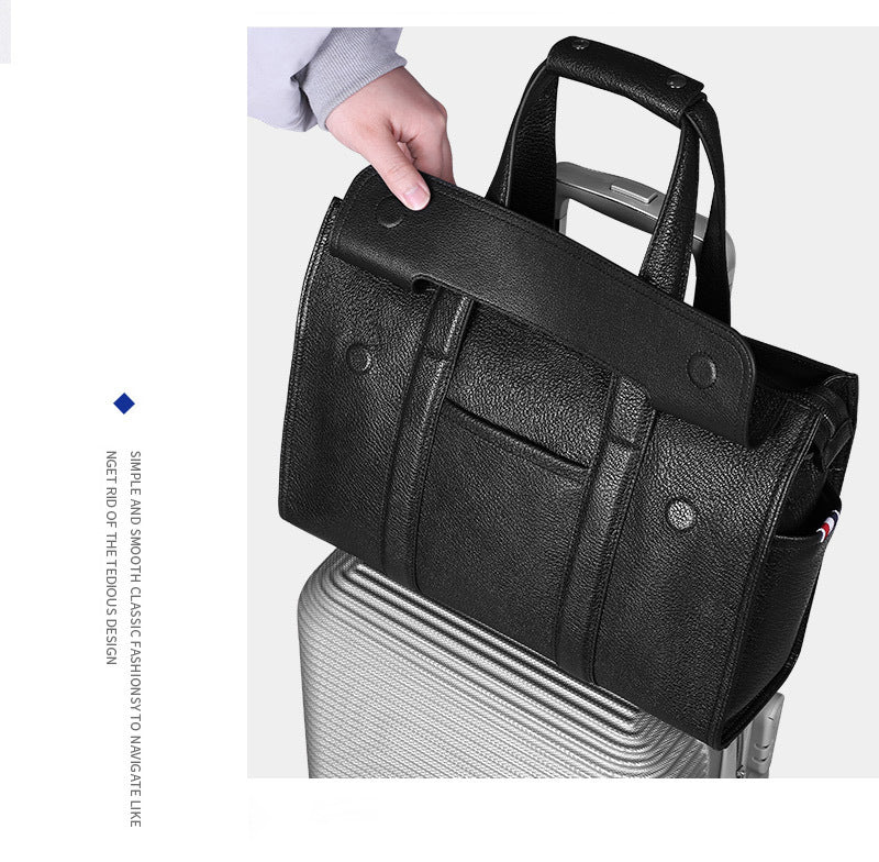 Men's briefcase genuine cowhide leather handbag computer bag business large capacity handbag