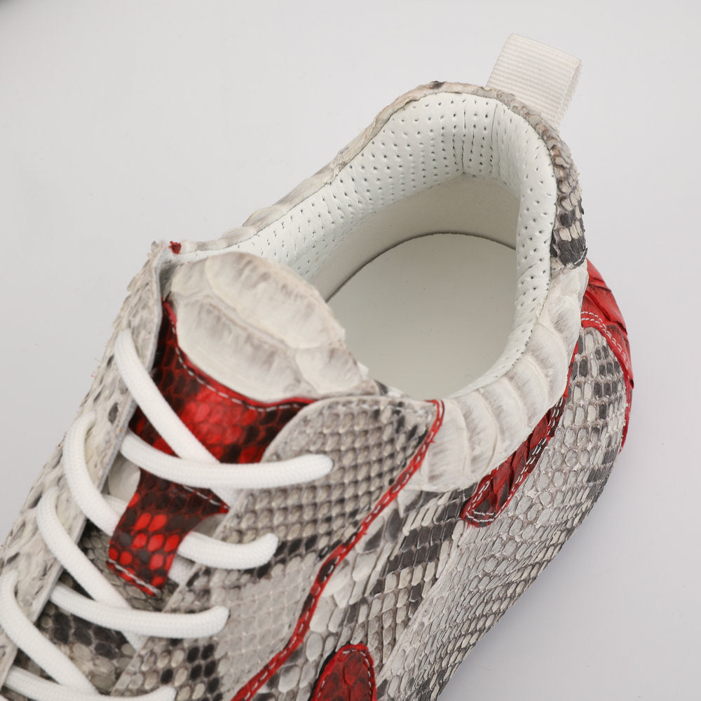 Python Skin Genuine Leather Men's Platform Sneakers Sports Casual Men's Shoes Fashion Anti-Slip Men Shoes