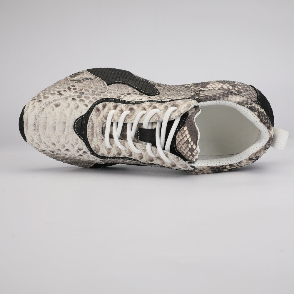 Python Skin Genuine Leather Men's Platform Sneakers Sports Casual Men's Shoes Fashion Anti-Slip Men Shoes