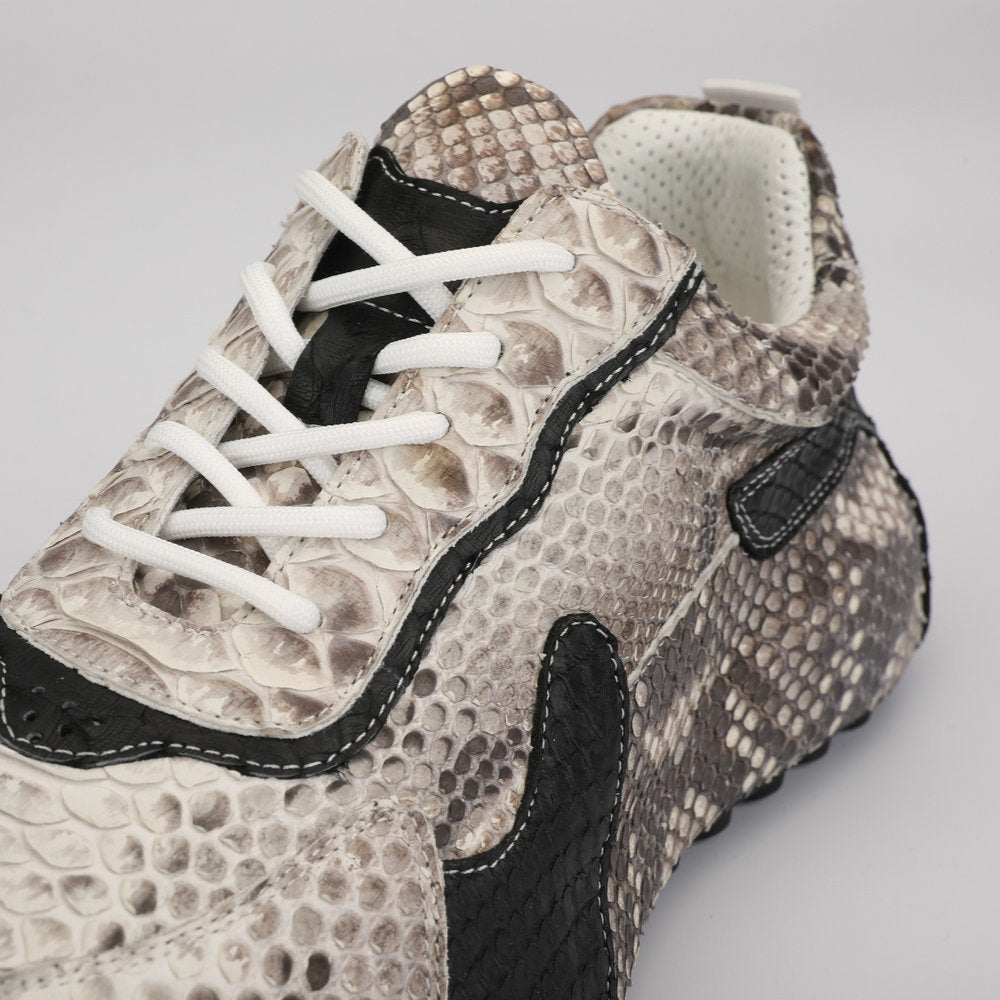 Python Skin Genuine Leather Men's Platform Sneakers Sports Casual Men's Shoes Fashion Anti-Slip Men Shoes