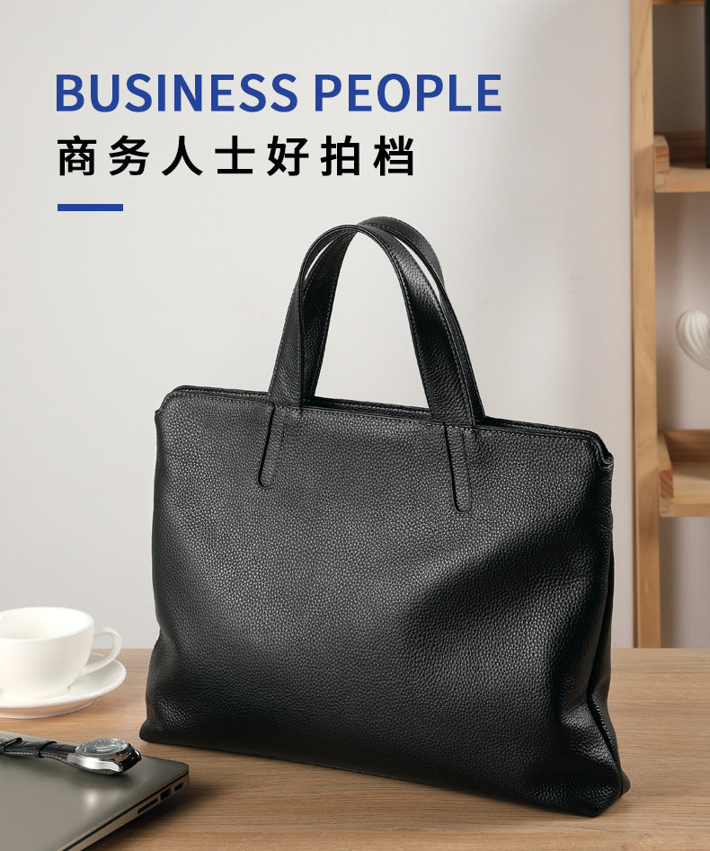 Men's handbag genuine cowhide leather business casual large capacity briefcase handbag