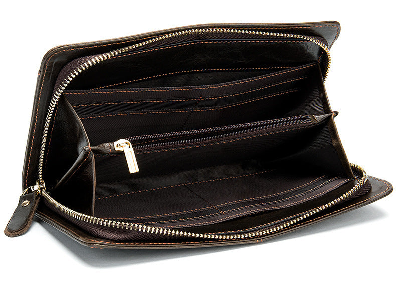 Men's long wallet cowhide clutch bag business wallet for men