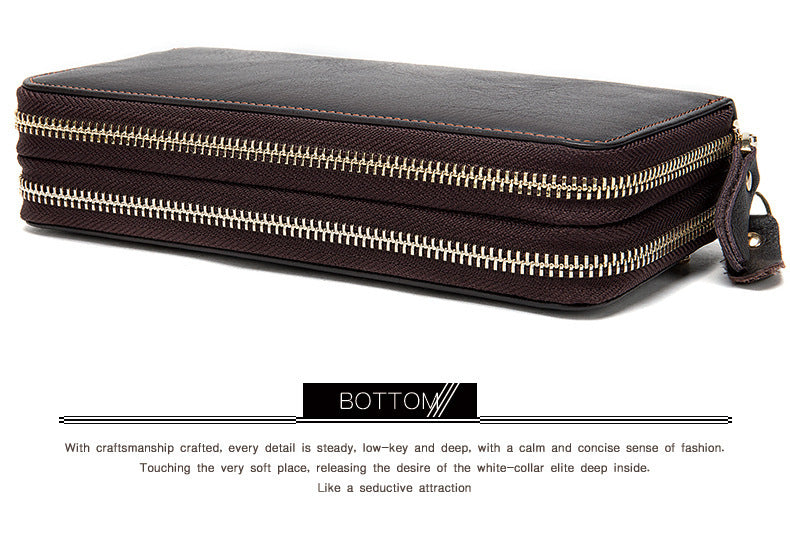 Men's long wallet double zipper card bag coin purse card holder business wallet for men