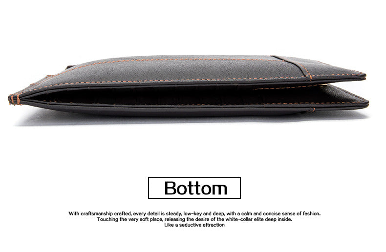 Men's long wallet made of genuine cowhide leather large capacity clutch bag Korean fashion unique zipper men's wallet