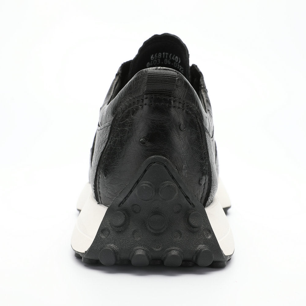 Ostrich skin men's shoes genuine leather sports casual sneakers thick sole wear-resistant breathable men's shoes