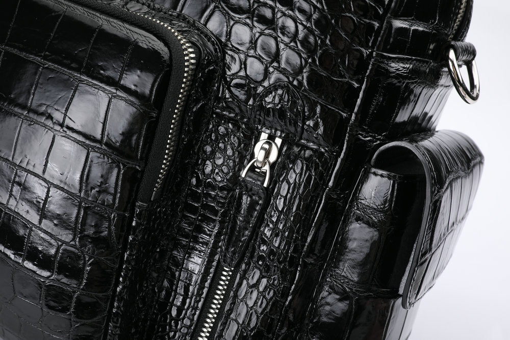 Crocodile Belly Skin Genuine Leather Men's Large Capacity Travel Bag Outdoor Camping Casual Handbag Luggage Bag Handbag