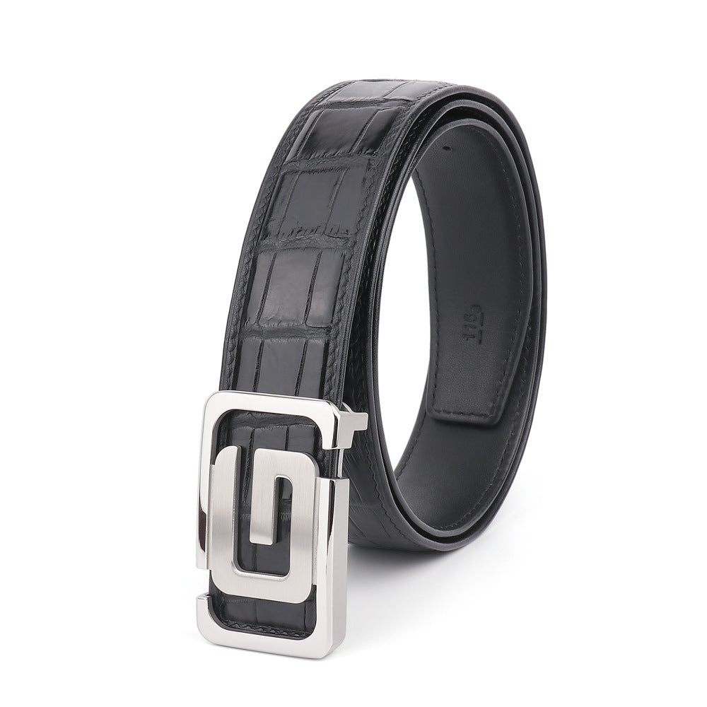 Men's Belt Crocodile Skin Genuine Leather Width 3.8cm Casual Men's Belt
