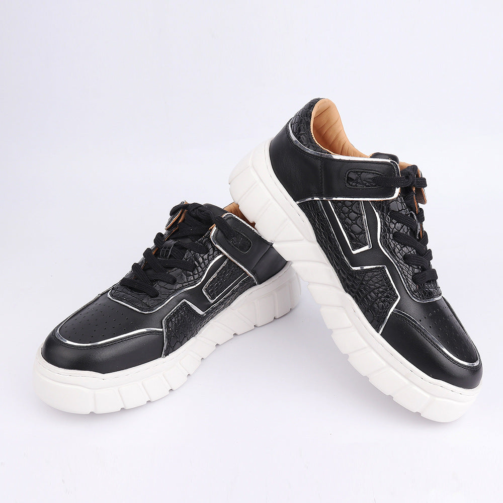 2023 New Crocodile Belly Skin Men's Casual Shoes Excellent Breathability Fashion Platform Men's Shoes