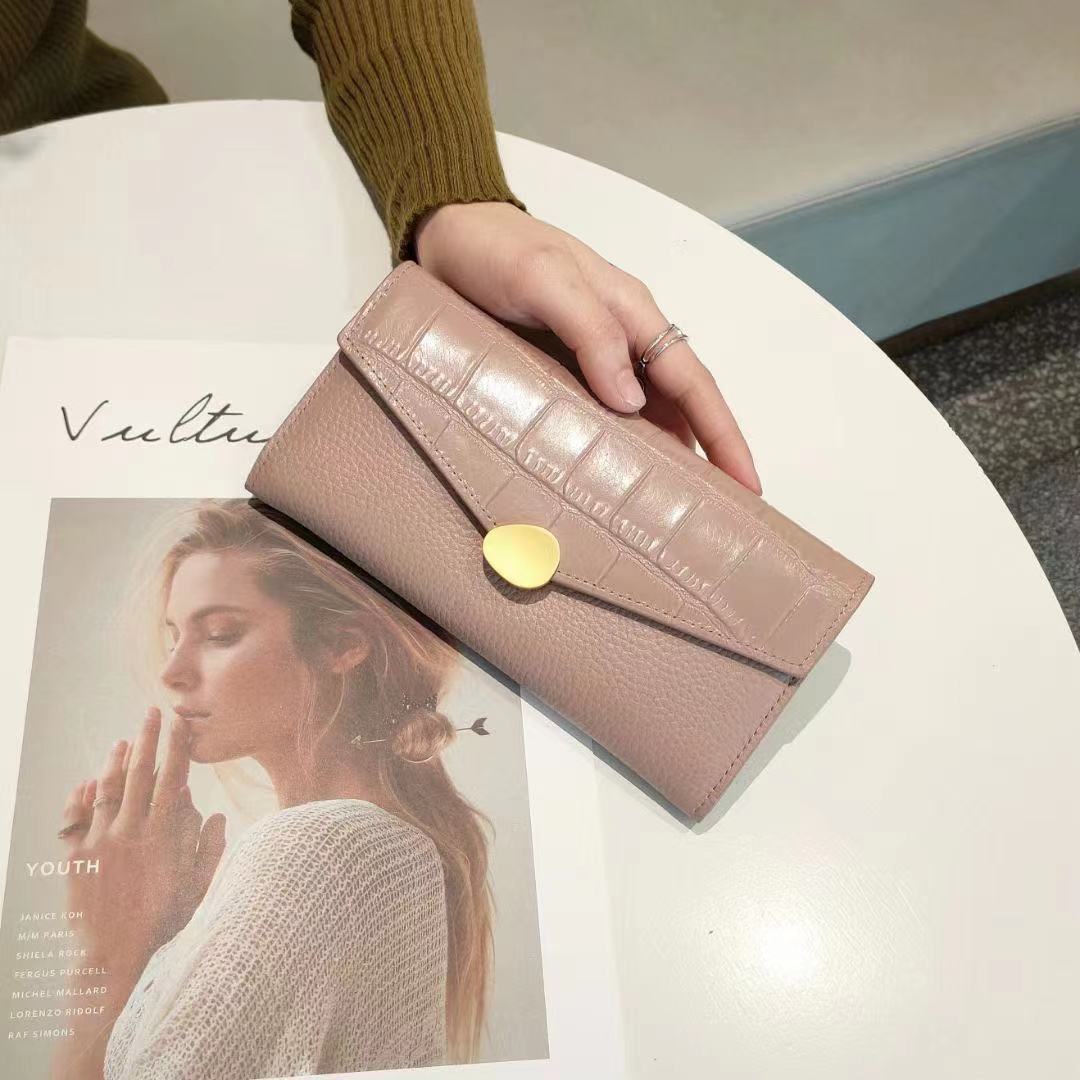 Long wallet ladies simple cowhide wallet mobile bag genuine leather wallet fashion