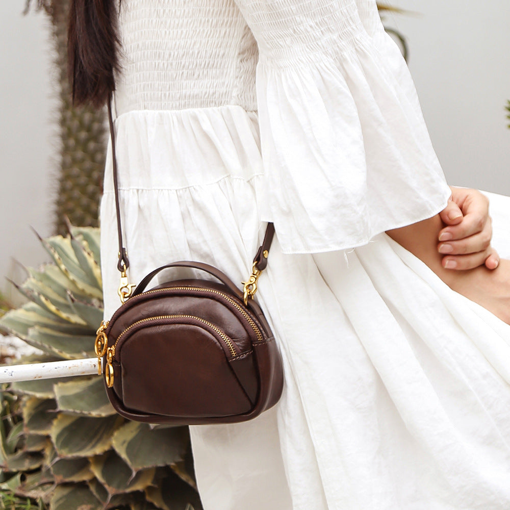 Genuine leather shoulder bag women pouch shoulder bag shoulder bag simple mobile bag goes with anything