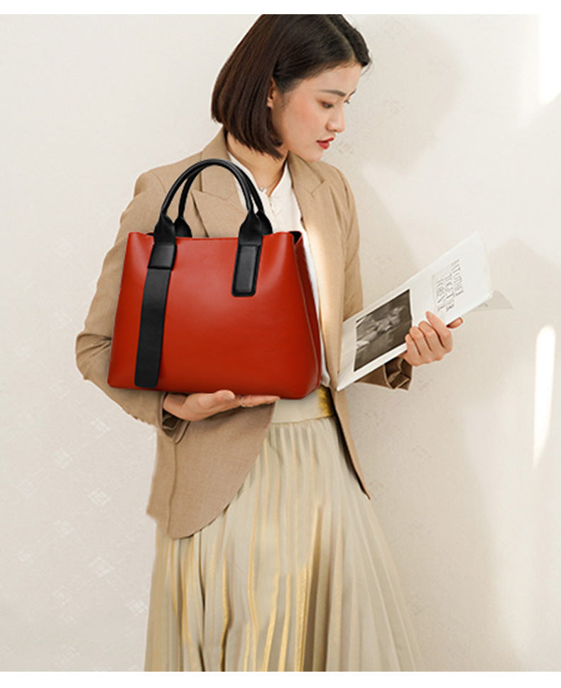 Genuine leather women's bag trend tote bag large capacity fashion shoulder bag handbag that goes with anything.bag