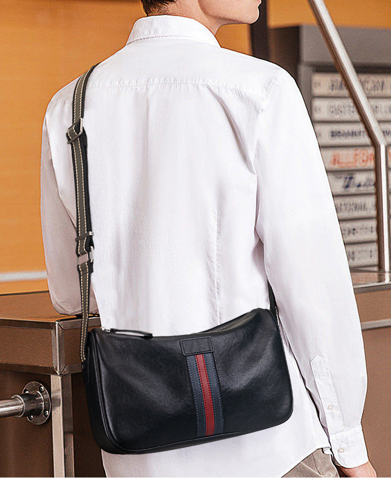 Men's Shoulder Bag Genuine Cowhide Leather Fashion Casual Commuting Crossbody Bag for Men