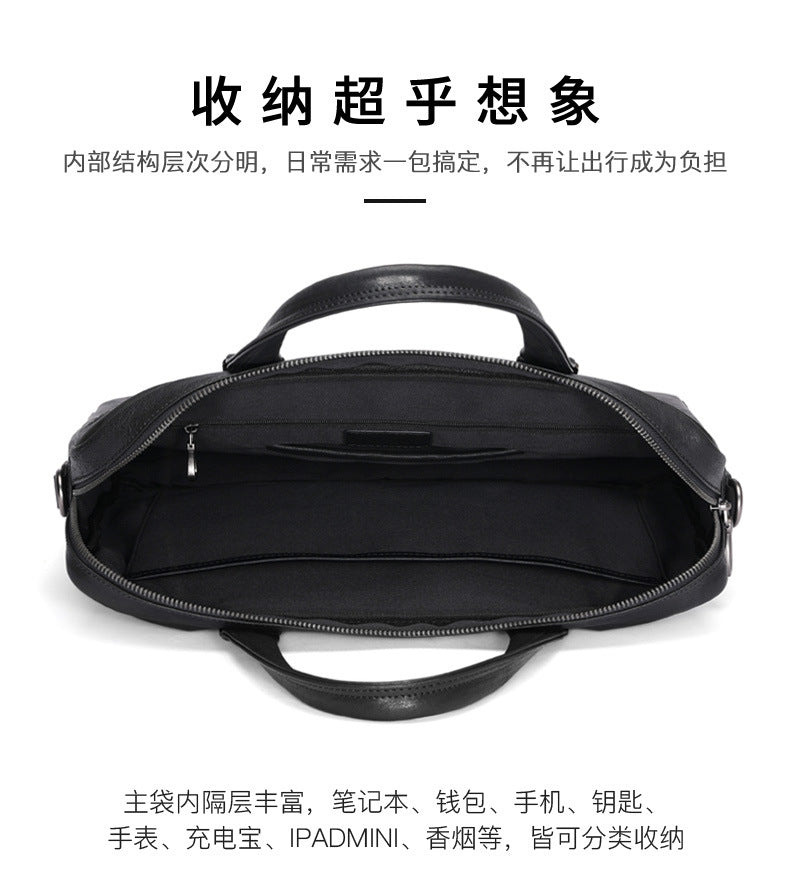 Men's Briefcase Handbag Genuine Cowhide Leather Business Casual Crossbody Bag