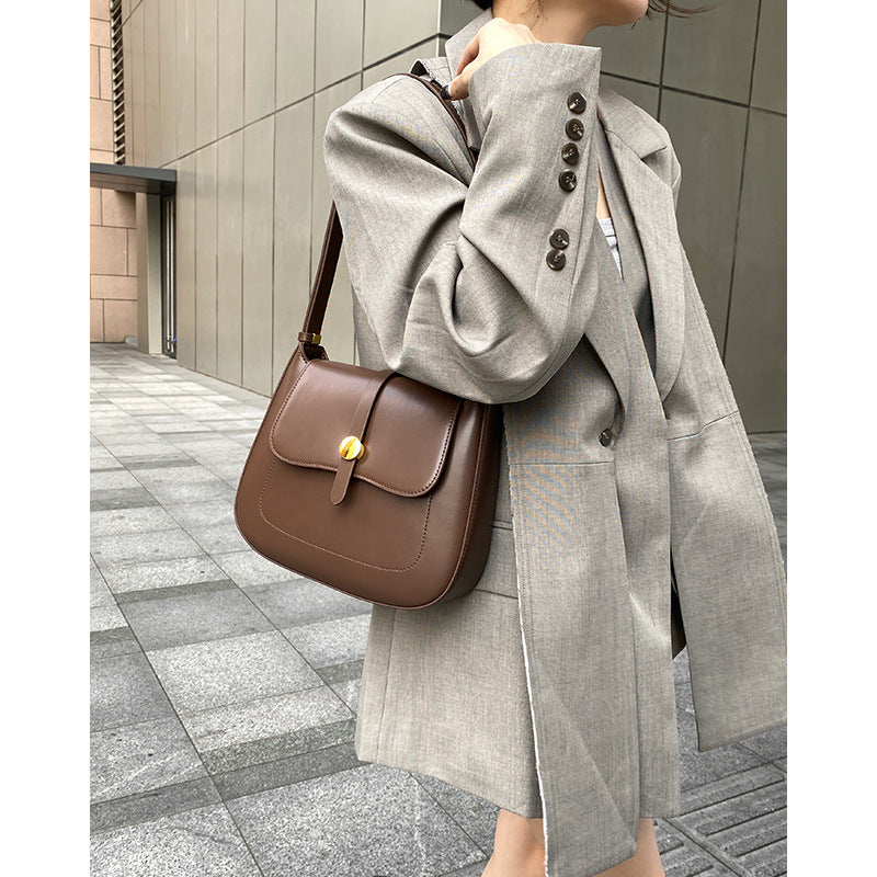 Luxury Retro Square Bag Shoulder Bag Ladies Genuine Leather Crossbody Bag Underarm Bag