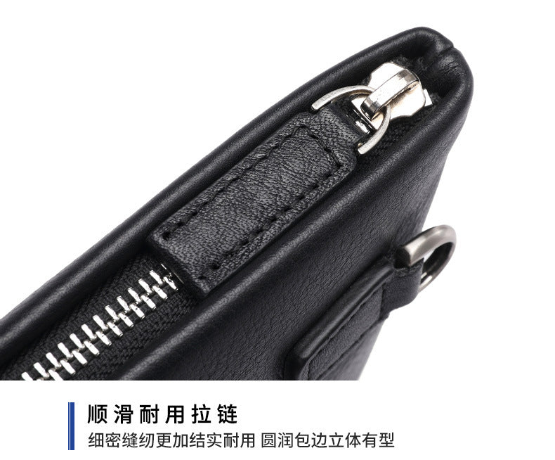 Men's Clutch Bag Genuine Cowhide Leather Casual Fashion Tiger Head Embroidery Men's Handbag