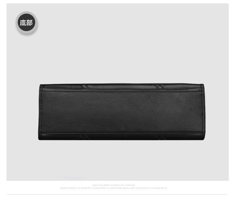 Men's Handbag Genuine Leather Cowhide Fashion Business Large Capacity Business Briefcase Computer Bag Hand-knitted Men's Handbag