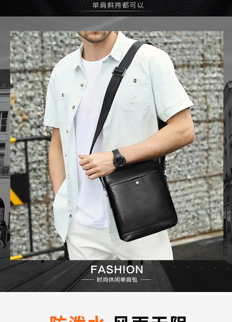 Men's Shoulder Bag Made of Genuine Cowhide Leather Large Capacity Casual Bag for Men