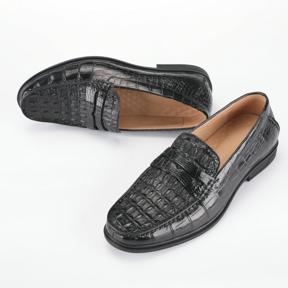 Crocodile Skin Genuine Leather Men's Leather Shoes Rubber Sole Moccasins Formal Business Casual Men's Shoes