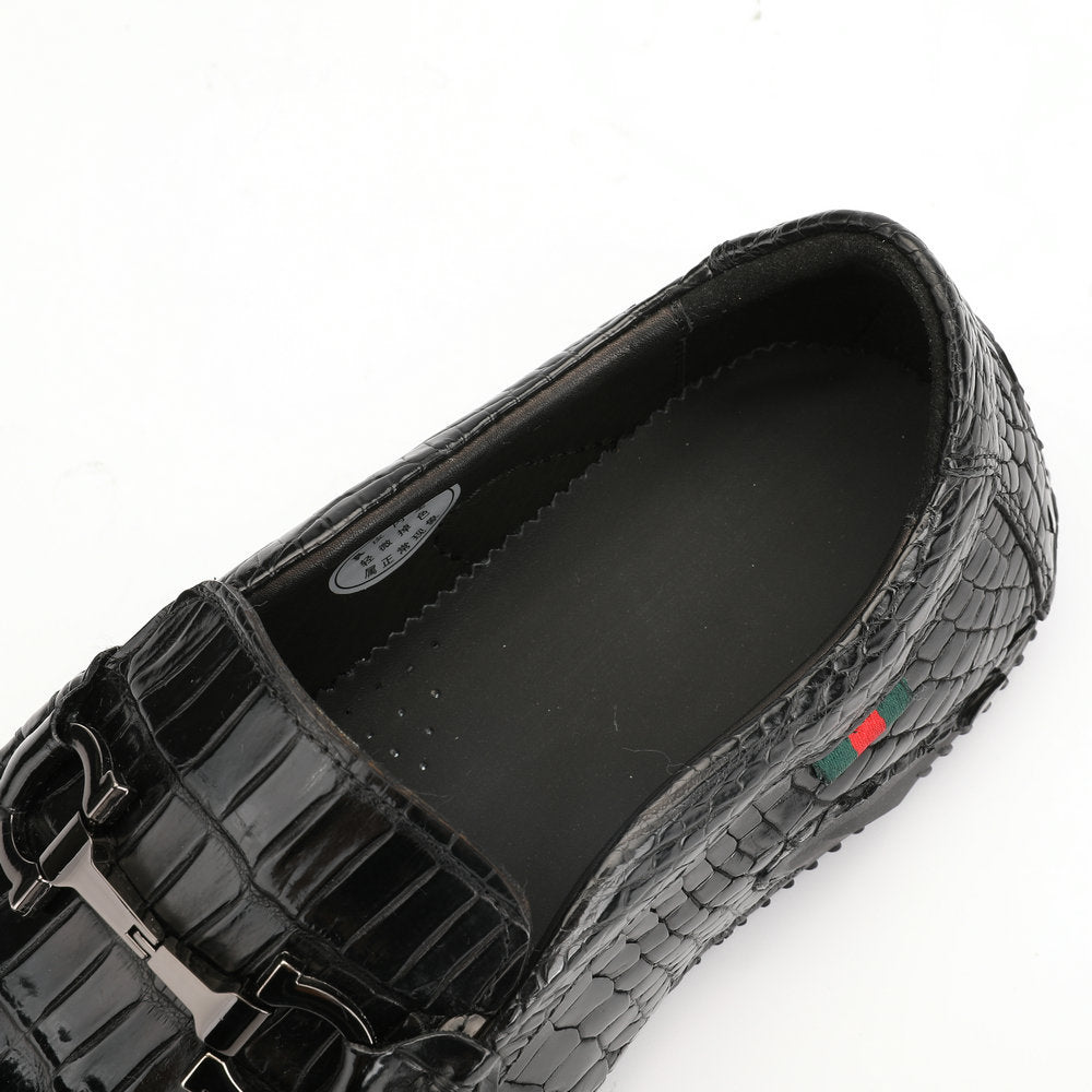 Crocodile Belly Skin Genuine Leather Men's Leather Shoes Moccasins Casual Loafers Shoes