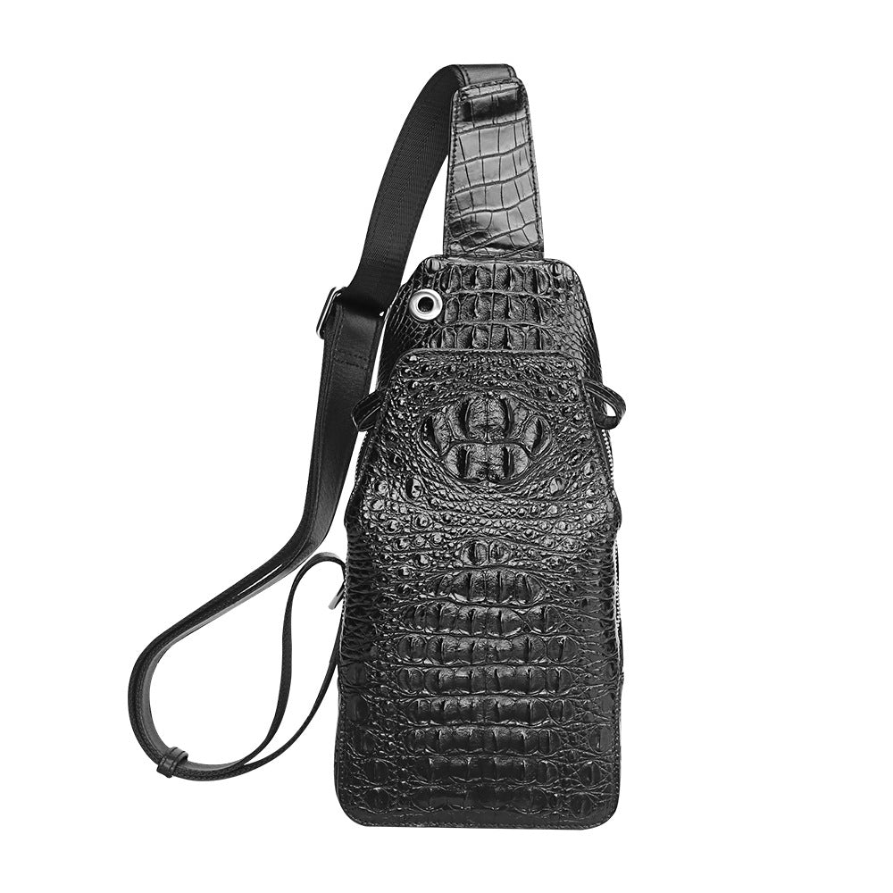 Crocodile bone skin bust bag genuine leather men's bag casual luxury crossbody bag