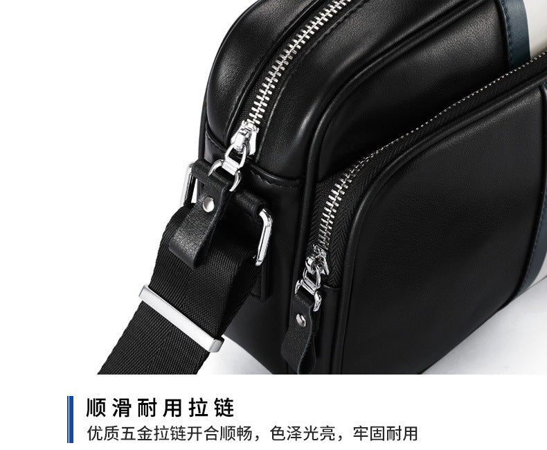 Men's shoulder bag, genuine cowhide leather, business fashion, large capacity, crossbody bag
