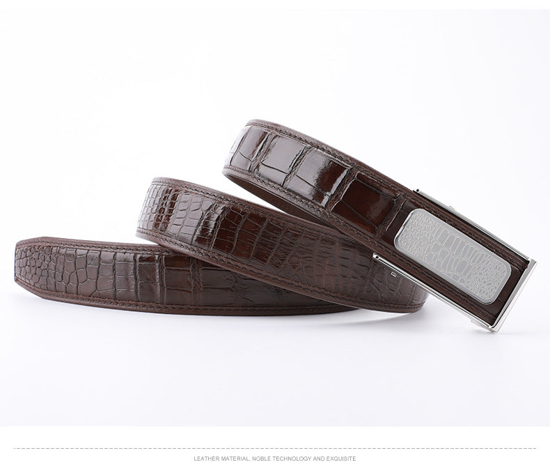 Siamese Crocodile Skin Men's Belt Automatic Buckle Business Casual Genuine Leather Belt