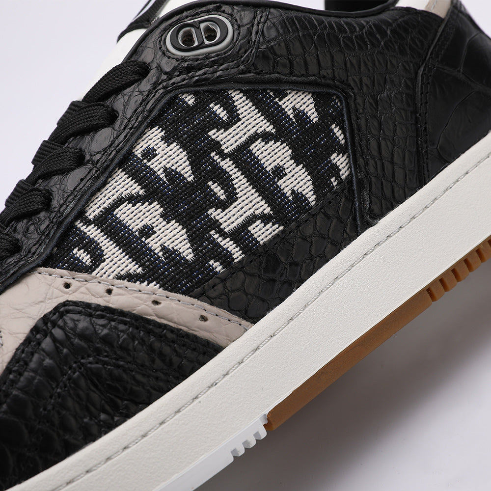 Crocodile Skin Genuine Leather Men's Sneakers Fashion Casual Shoes Rubber Sole Excellent Breathability Men's Shoes