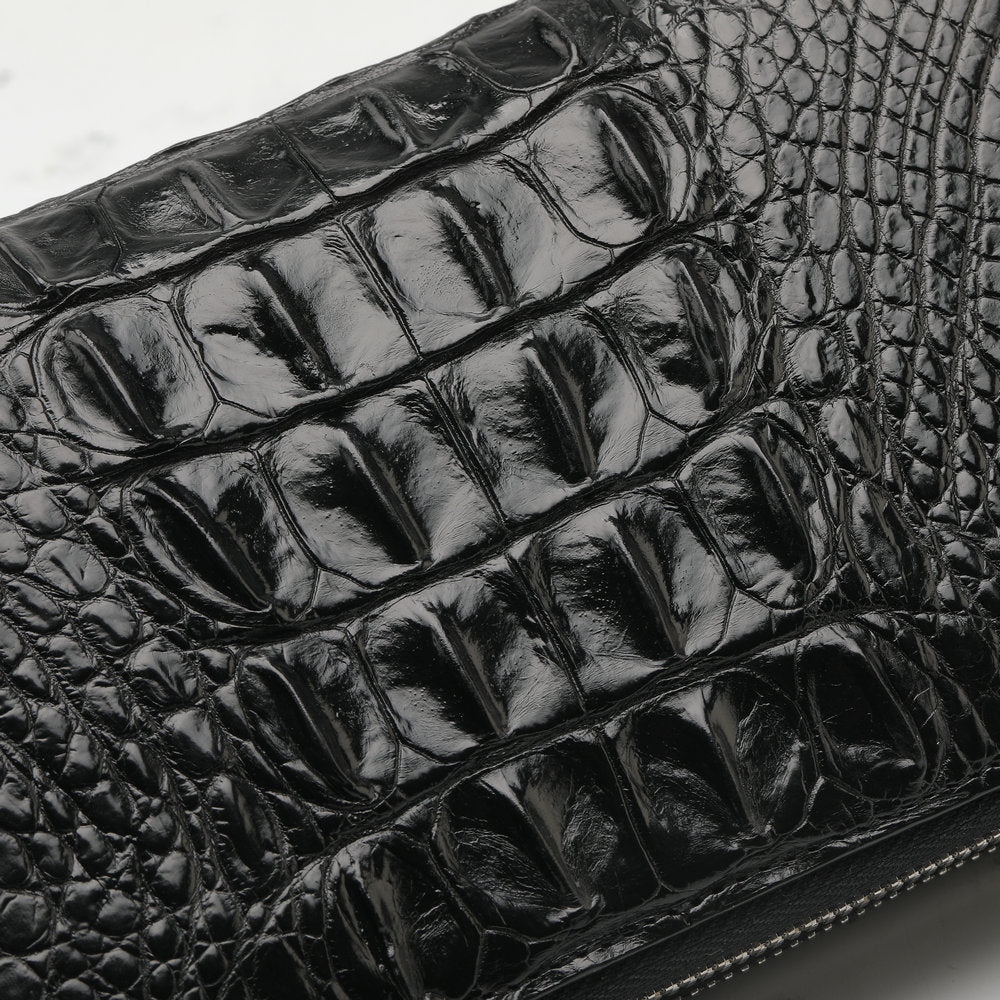 Siamese Crocodile Skin Men's Long Wallet Double Zipper Card Bag Genuine Leather Wallet Handbag