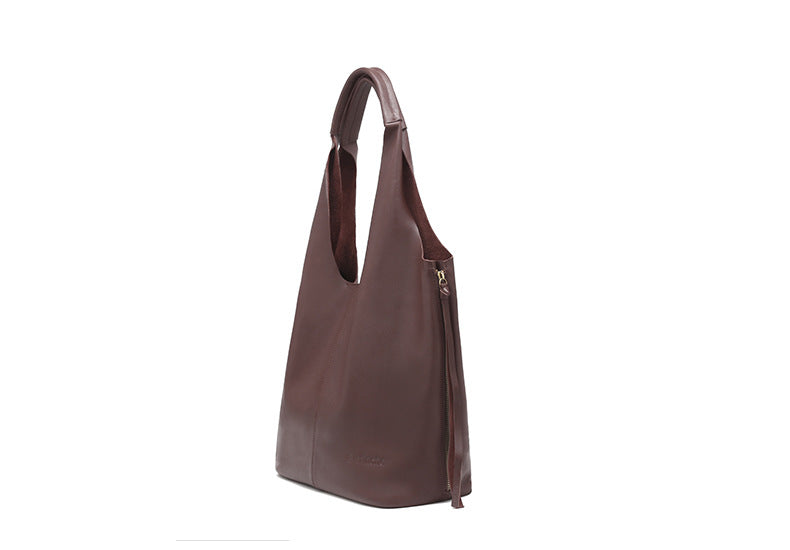 Genuine leather women's bag large capacity tote bag fashionable atmospheric bucket bag shoulder bag shoulder bag