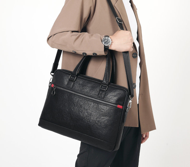 Men's Briefcase Handbag Genuine Cowhide Leather Business Casual Crossbody Bag