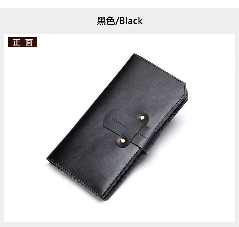 Men's long wallet made of cowhide genuine leather RFID anti-theft brush large capacity card bag for men