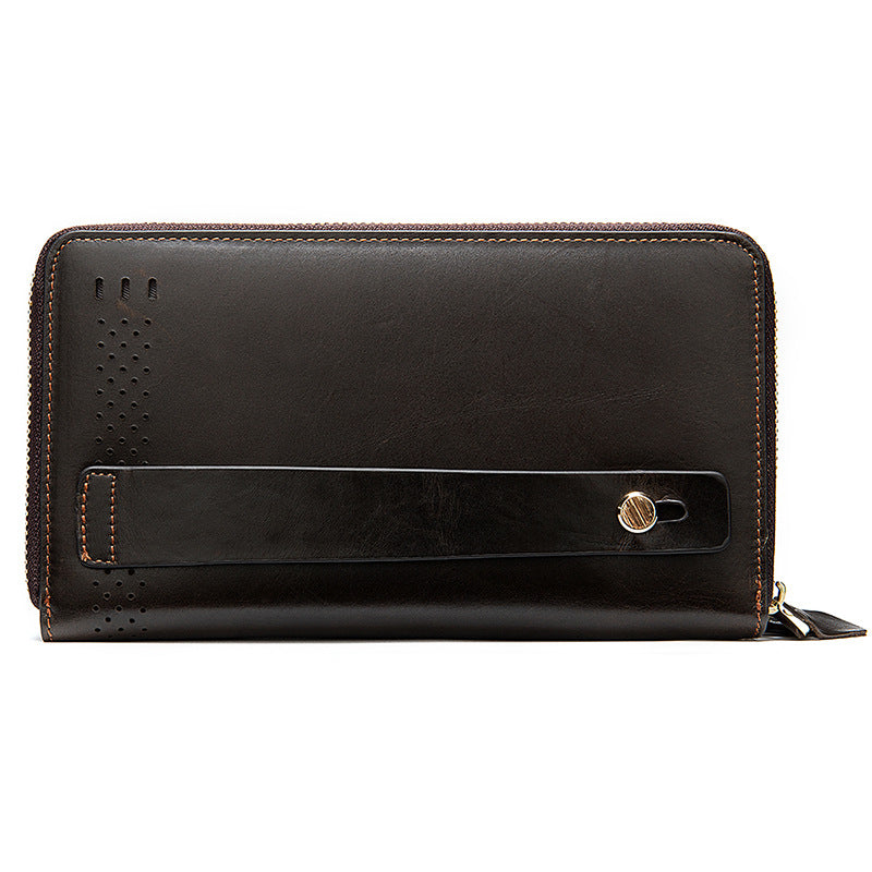 Men's long wallet made of genuine cowhide leather Korean fashion business clutch bag men's wallet card bag