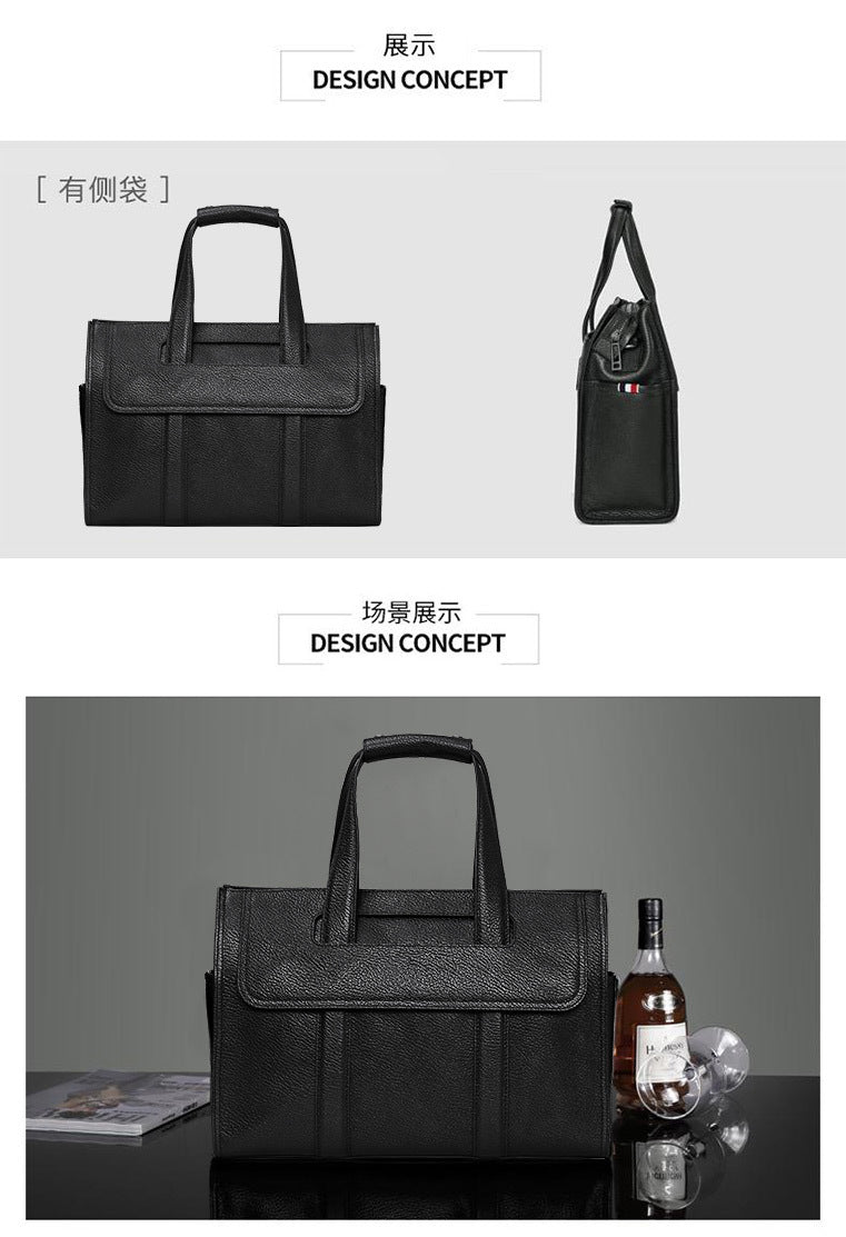Men's Briefcase Genuine Cowhide Leather Computer Bag Business Large Capacity Handbag Crossbody Bag