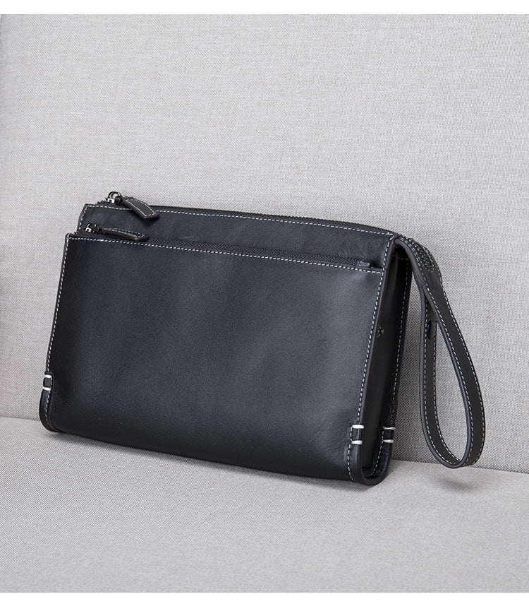 Men's clutch bag Genuine cowhide leather large capacity business casual men's handbag