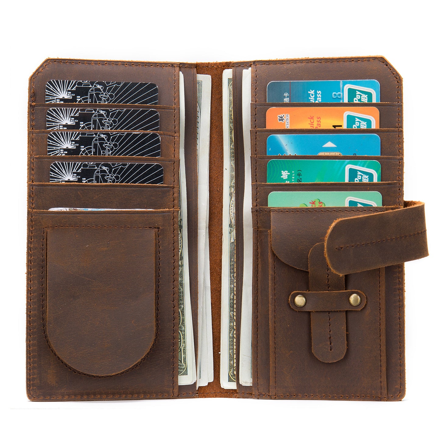Men's long wallet made of cowhide genuine leather RFID anti-theft brush large capacity card bag for men