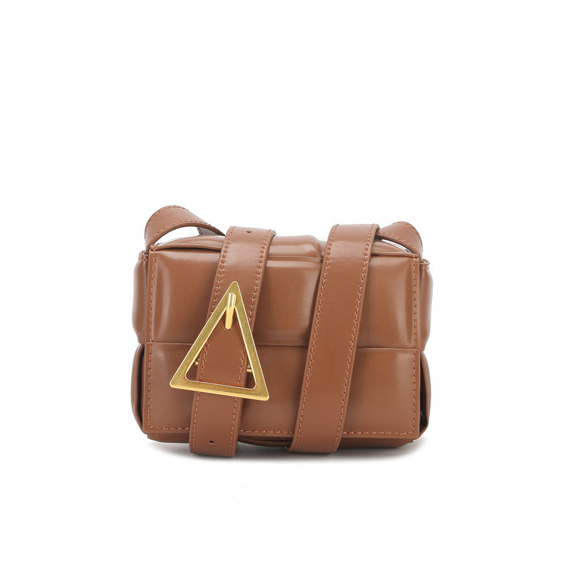 Women's Genuine Leather Retro Knitting Bag Mini Bag Shoulder Bag Crossbody Small Square Bag