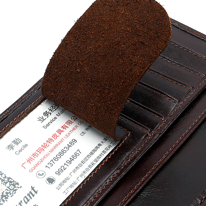 Men's long wallet, genuine cowhide leather, coin purse, card holder, business wallet for men