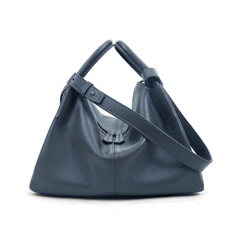 Ladies tote bag genuine leather bag large capacity simple commuter bag zipper handbag crossbody bag