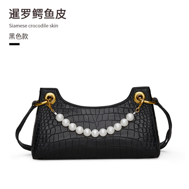 Crocodile leather women's bag genuine leather bag fashion trend armpit bag women's shoulder bag