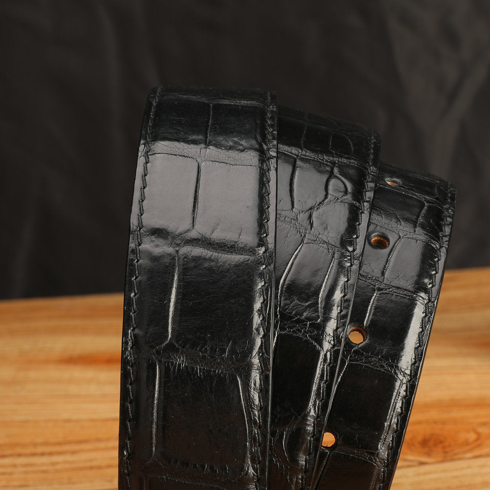 Crocodile skin belt genuine leather unisex 3.4cm casual belt