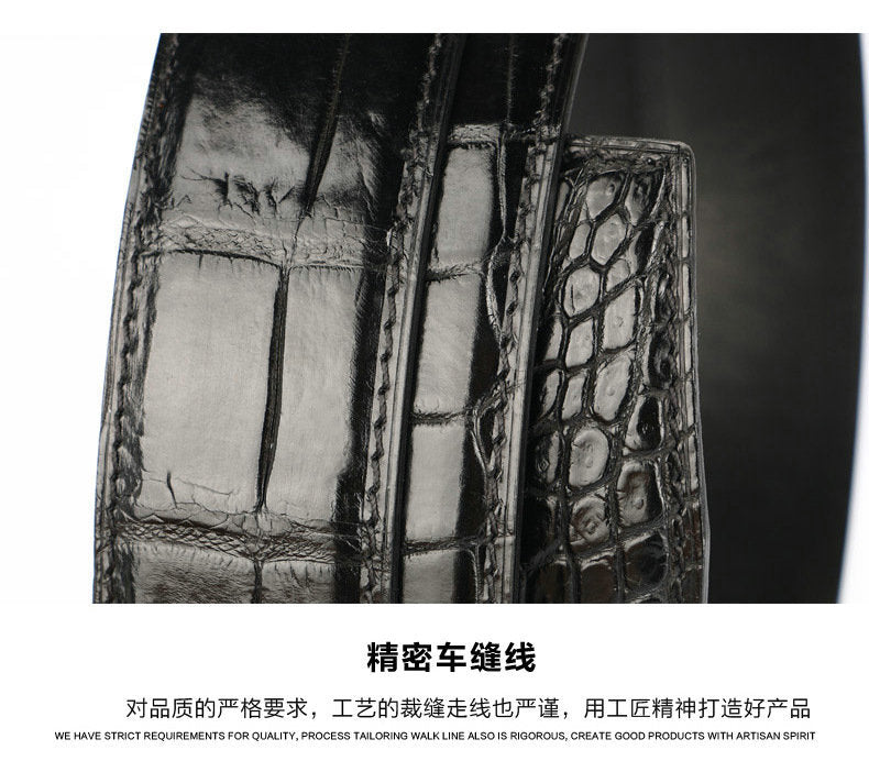 Crocodile skin belly skin without buckle men's belt genuine leather without splicing business casual plate buckle needle buckle men belt without buckle